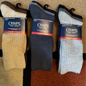 3 Chaps Classic Dress Ribbed Crew Socks 3-Pair Packs Brown, Blue, & Black